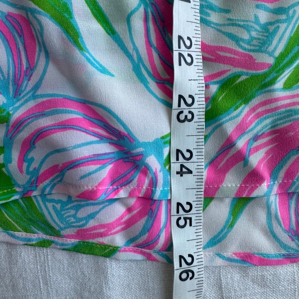 Lilly Pulitzer Houston Top Ring the Bellboy Silk Sleevless Tulips Pink Green‎ S - Picture 7 of 11